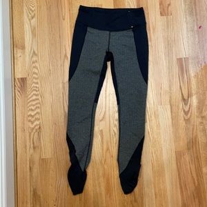 Black and grey leggings with synched ankles